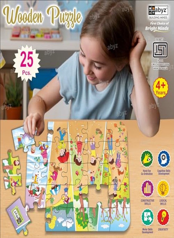 ABYZ Wooden Jigsaw Puzzle - Seasons Playset for Fun Educational & Little Explorers, 25-Pieces & Pack of 5 Fun Games with Multicolor | Birthday Gift for (4-6 Years) Age Kids. - Image 5
